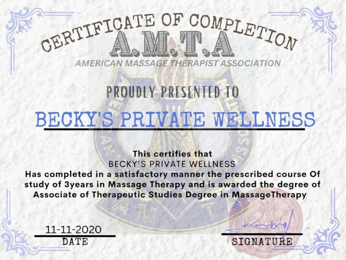 Becky Private Wellness certification
